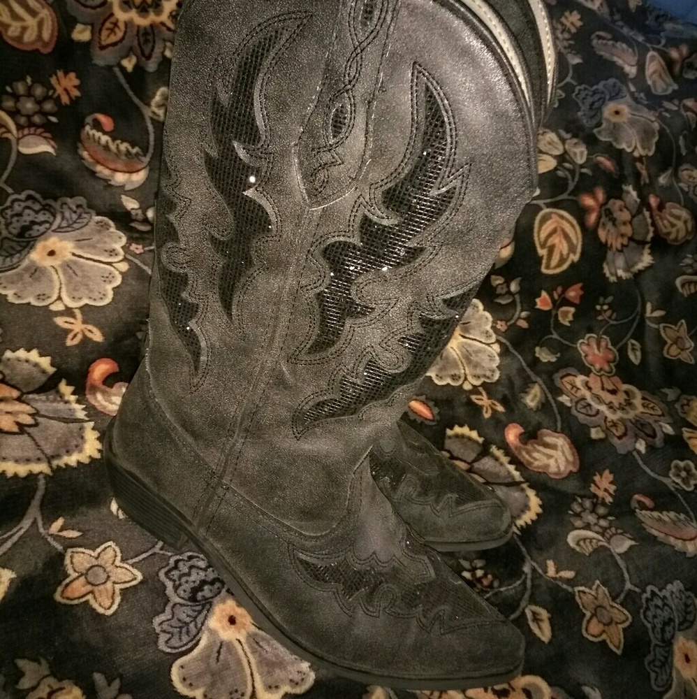 Roper black sparkly boots 9B